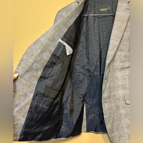 DIGEL Doug Blazer Linen Wool Blend Checked Blazer, Luxury Germany Designer - Picture 4 of 16